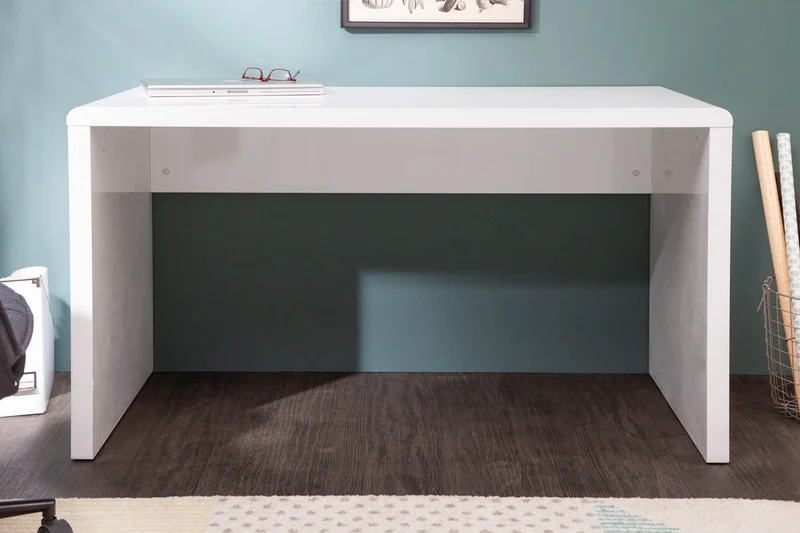 Design bureau FAST TRADE 120cm blanc haute brillance bureau de travail