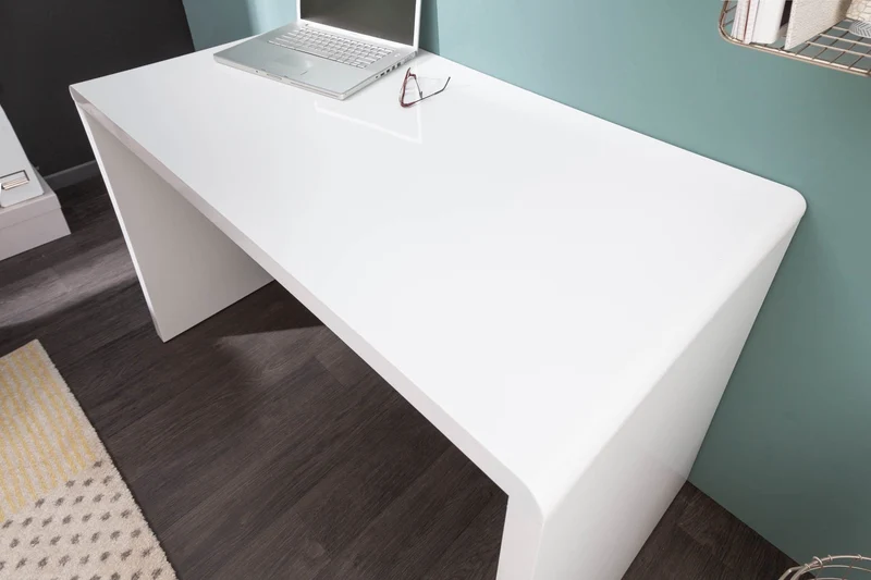 Design bureau FAST TRADE 120cm blanc haute brillance bureau de travail