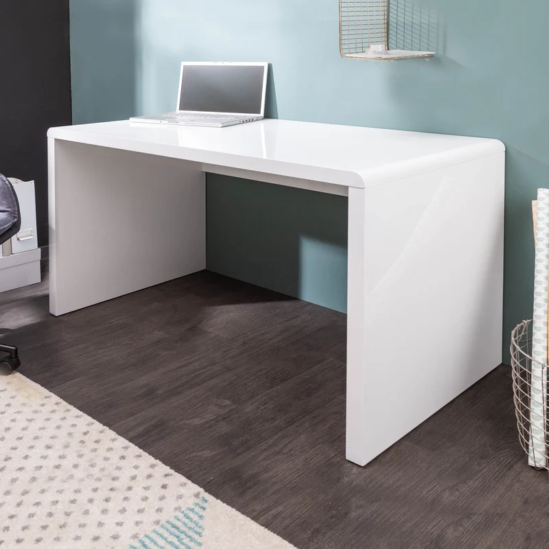 Design bureau FAST TRADE 120cm blanc haute brillance bureau de travail