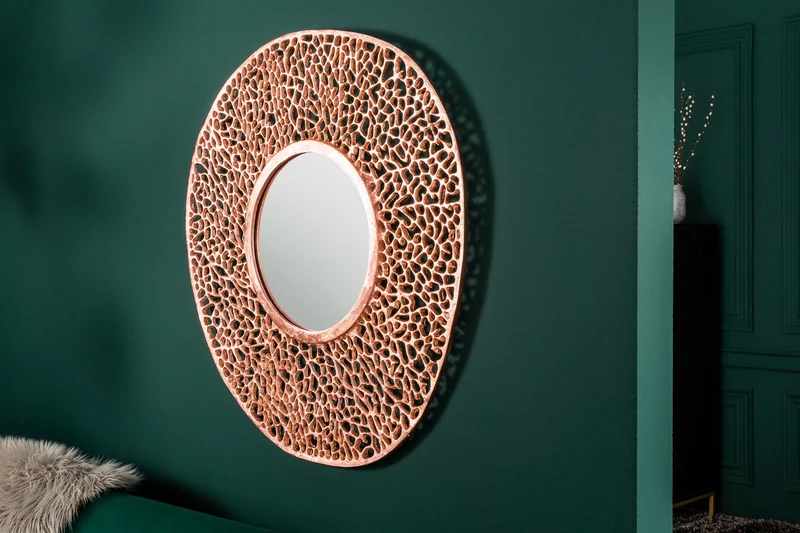Miroir mural design ABSTRACT LEAF L 115cm motif feuille de cuivre métal fait main