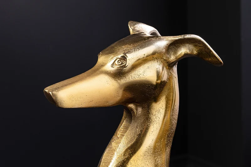 Sculpture design GREYHOUND 70cm figurine lévrier en aluminium métal doré