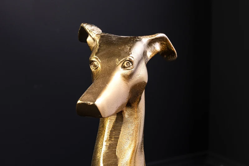 Sculpture design GREYHOUND 70cm figurine lévrier en aluminium métal doré