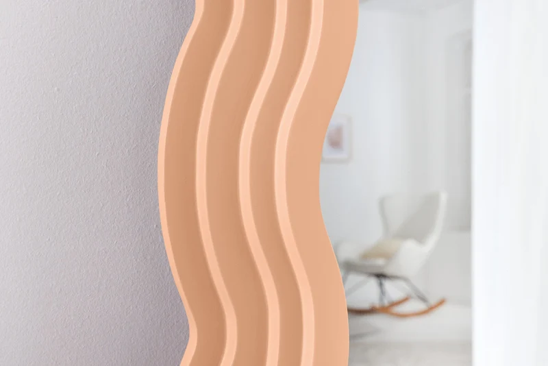 Design miroir mural WAVE 160cm apricot pastel miroir à arc rond