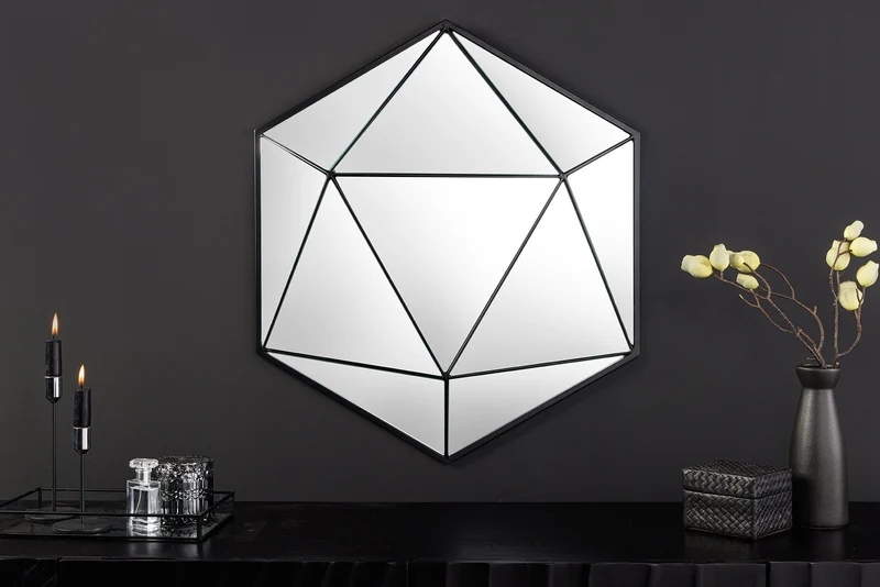 Miroir design DIAMOND 65cm métal noir fait main