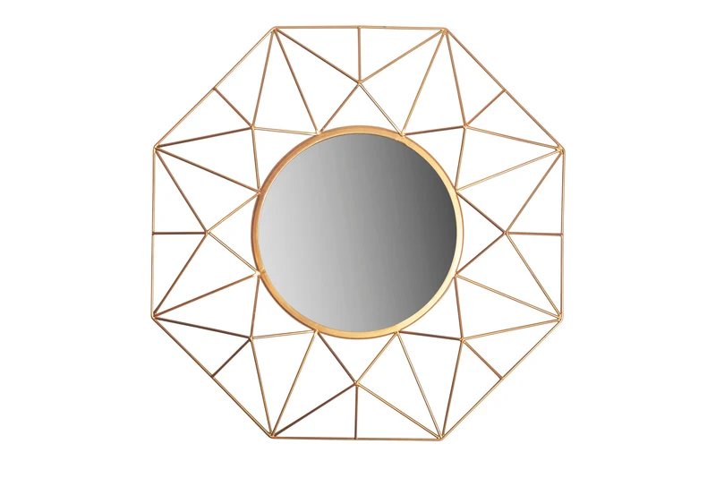 Miroir artisanal DIAMOND L 80cm doré en fer au design rétro