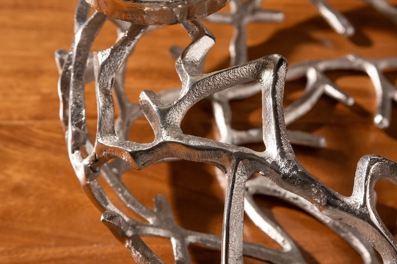 Bougeoir élégant ABSTRAIT 38cm couronne argentée composée de branches pour 4 bougies