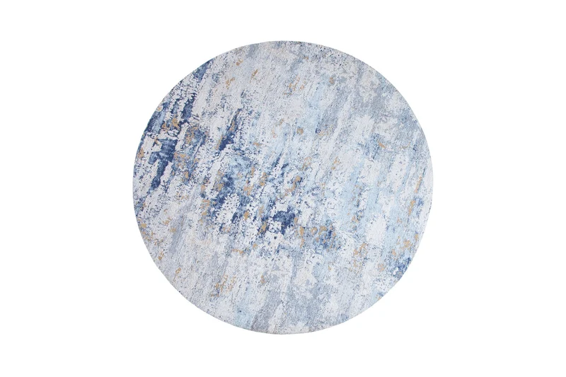 Tapis vintage MODERN ART 150cm bleu lavé rond look usé