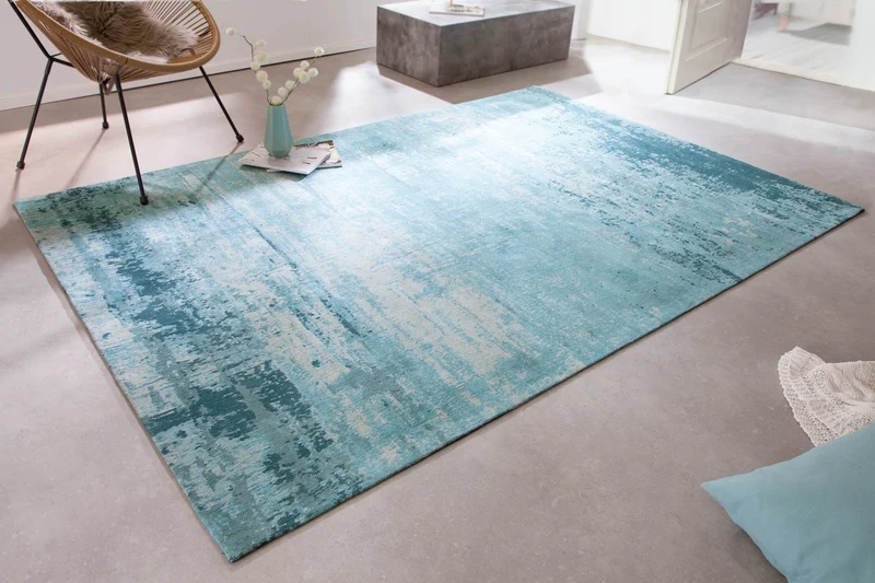 Tapis vintage MODERN ART 240x160cm turquoise beige lavé aspect usé