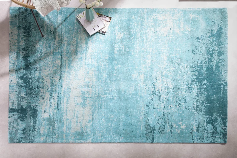 Tapis vintage MODERN ART 240x160cm turquoise beige lavé aspect usé