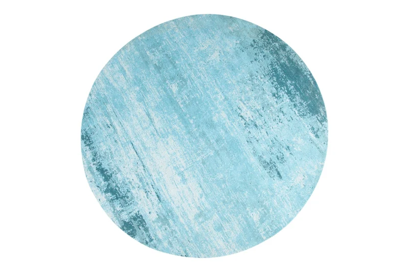 Tapis vintage MODERN ART 150cm turquoise lavé rond look usé
