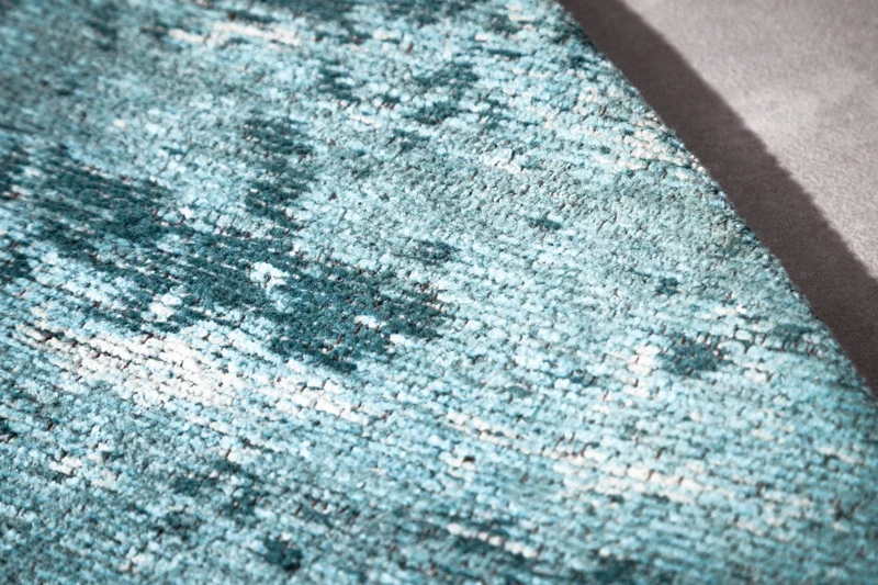 Tapis vintage MODERN ART 150cm turquoise lavé rond look usé