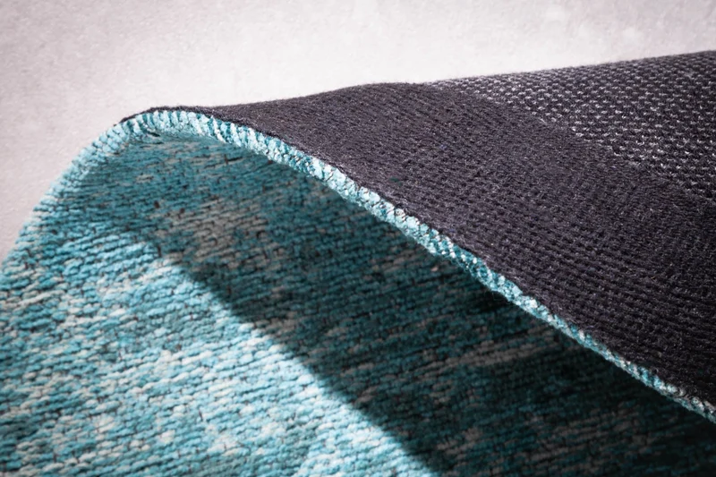 Tapis vintage MODERN ART 150cm turquoise lavé rond look usé