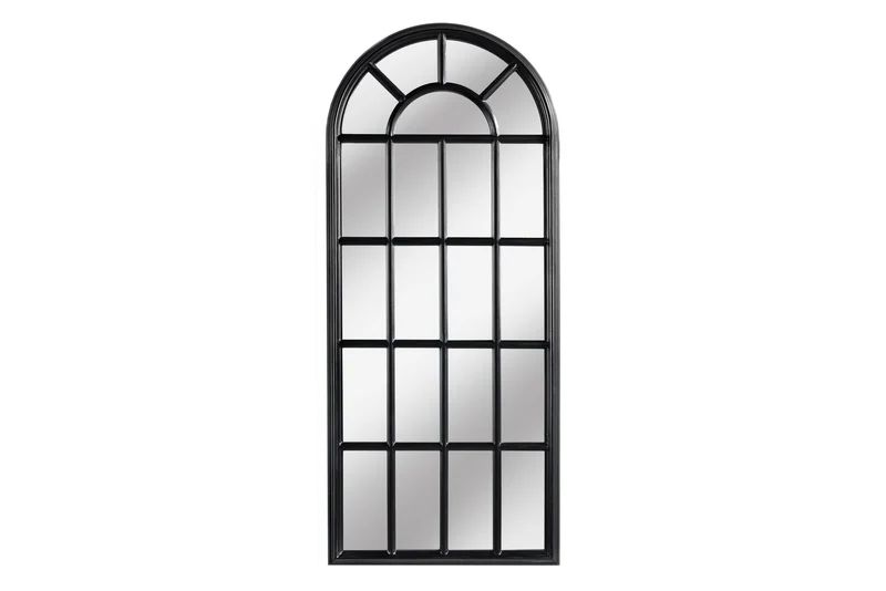 Miroir mural design CASTILLO 140cm fenêtre style maison de campagne noir
