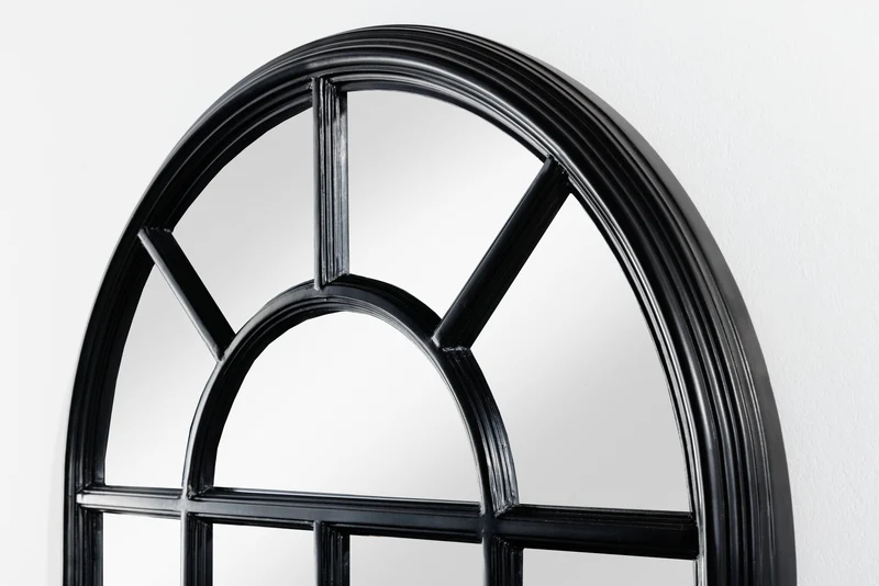 Miroir mural design CASTILLO 140cm fenêtre style maison de campagne noir
