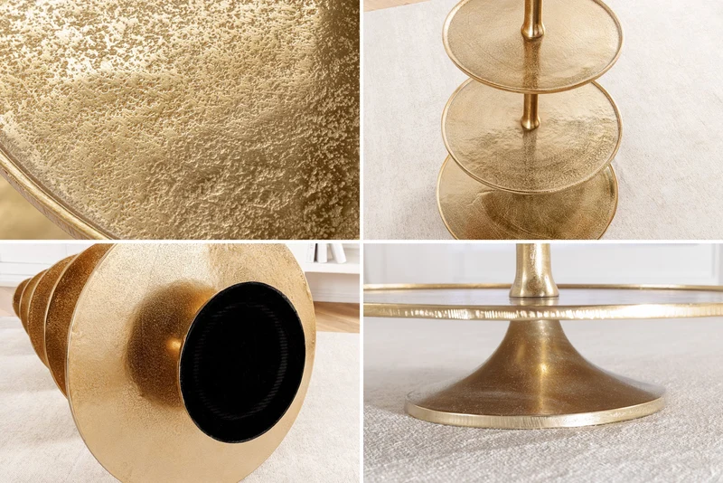 Présentoir à gâteaux design XXL ABSTRAIT 150cm en métal doré à cinq étages fait main