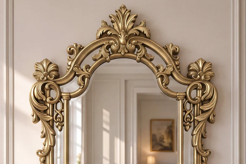 Miroir mural design OPULENT 150cm or décoration de cadre riche en détails Baroque moderne