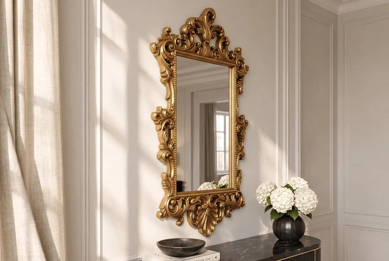 Miroir mural design OPULENT 125cm or décoration de cadre riche en détails Baroque moderne