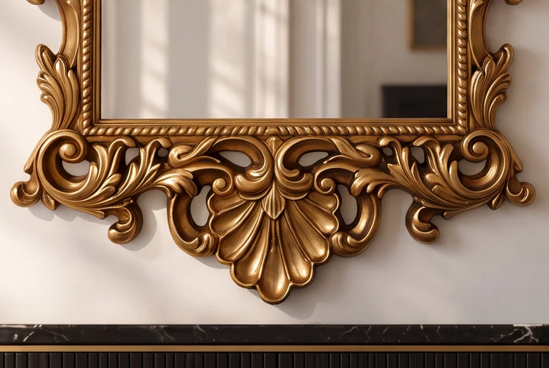 Miroir mural design OPULENT 125cm or décoration de cadre riche en détails Baroque moderne
