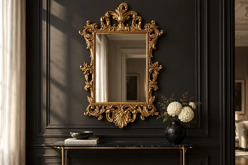 Miroir mural design OPULENT 125cm or décoration de cadre riche en détails Baroque moderne