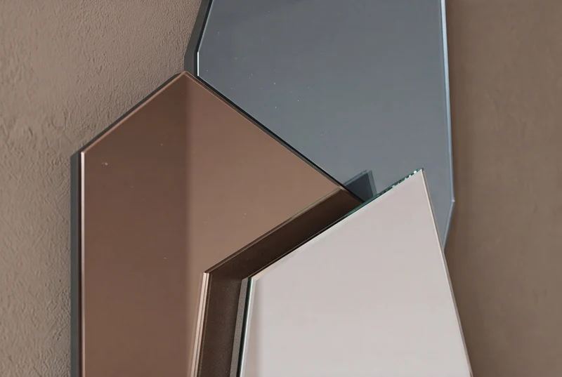 Design Miroir mural GEOMETRIC 125cm bleu marron clair trois surfaces de miroir