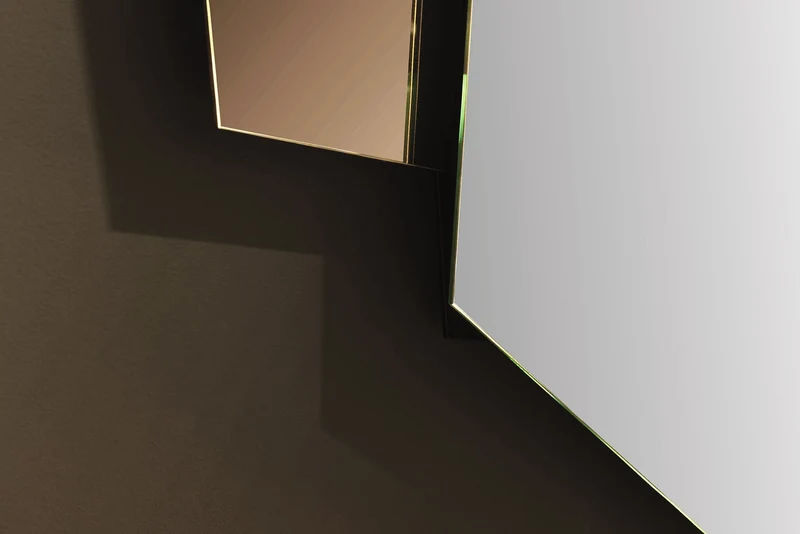 Design Miroir mural GEOMETRIC 125cm bleu marron clair trois surfaces de miroir