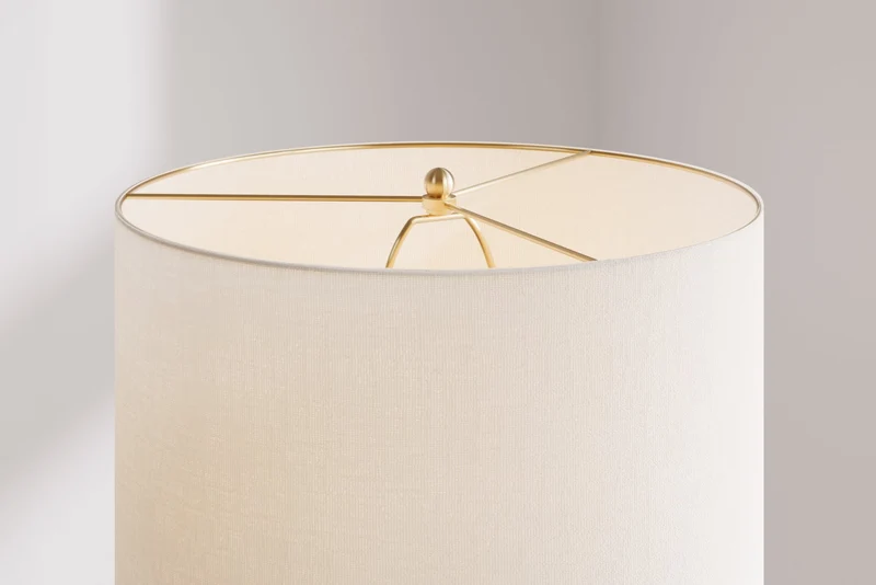 Lampe de table moderne ELEGANCIA 70cm abat-jour rond en tissu céramique noir doré
