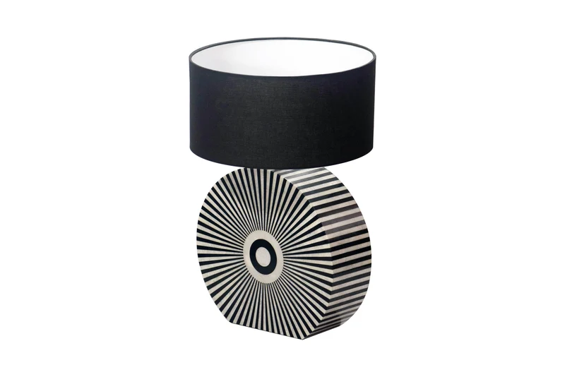 Lampe de table Bone Inlay HARMONY NATURE 65cm noir blanc intarsies artisanat