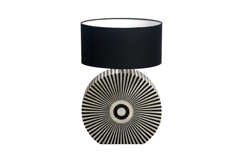 Lampe de table Bone Inlay HARMONY NATURE 65cm noir blanc intarsies artisanat