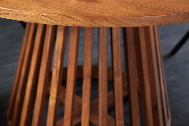 Table à manger ronde MAISON JADE 120cm piètement pilier en bois massif d’acacia naturel