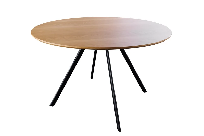 Table à manger ronde ATELIER 120cm chêne naturel métal noir