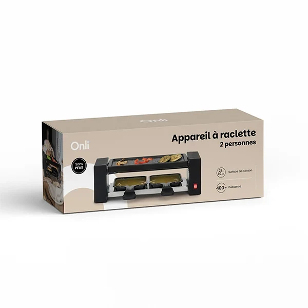 Appareil à raclette 2 personnes noir ON1010N 400 W Onli