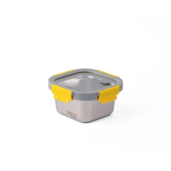 Boîte de conservation en inox carrée 600 ml compatible micro-ondes Pika