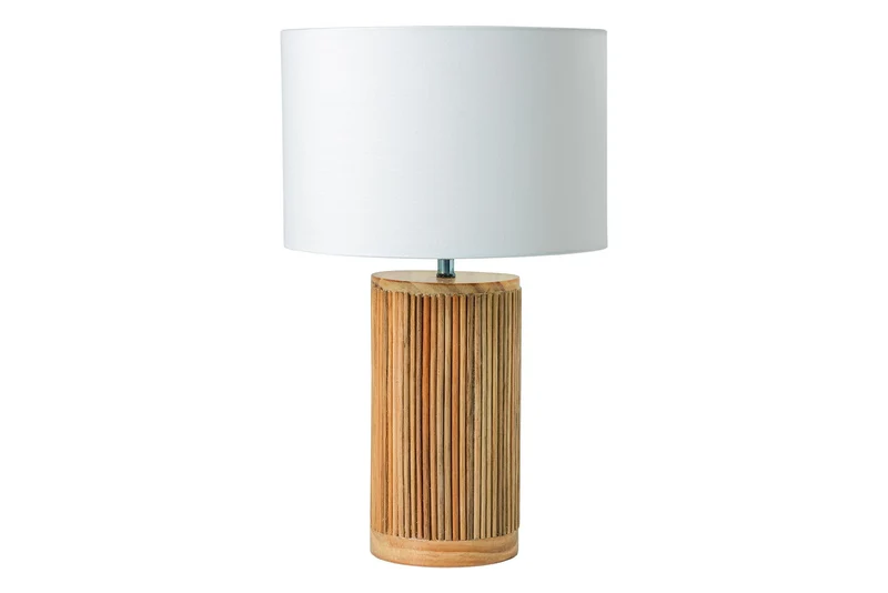 Lampe de table artisanale GATSBY 50cm naturel blanc saule et pin