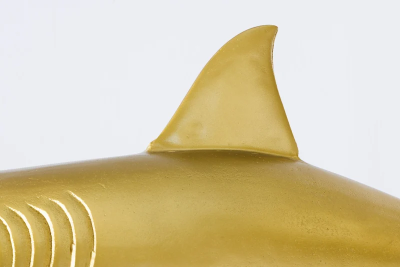 Sculpture maritime HAI 103cm doré fait main en métal design requin