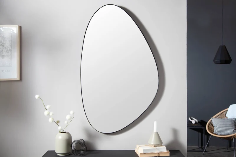 Miroir mural moderne NOEMI 90cm noir design asymétrique