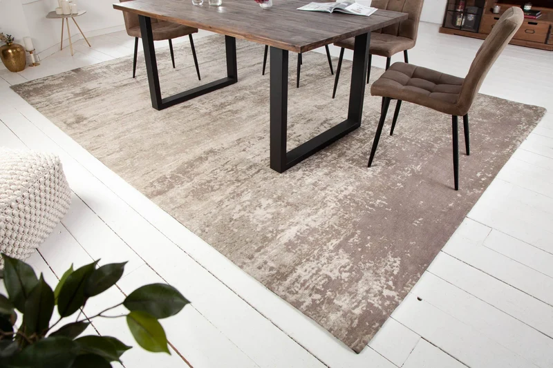 Tapis vintage en coton MODERN ART XXL 350x240cm beige-gris lavé aspect usé