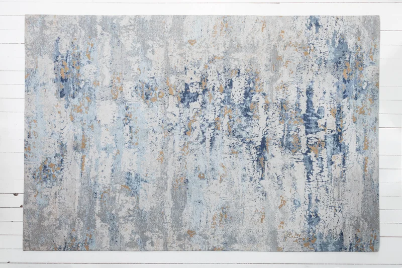 Tapis design ABSTRAKT XXL 350x240m gris bleu coton