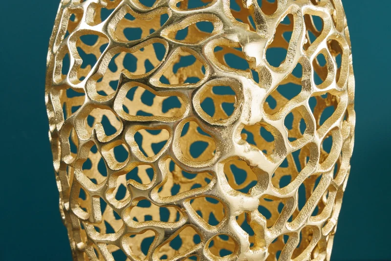 Vase design en filigrane ABSTRACT LEAF or 65cm fait main