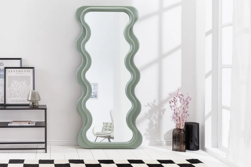 Miroir mural design CURVY 160cm vert sauge