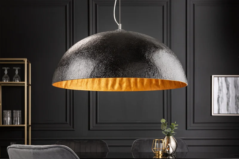 Design élégant, lustre GLOW 70 cm noir or, lustre