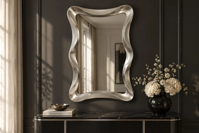 Miroir mural moderne ALICE 120cm argent suspension variable