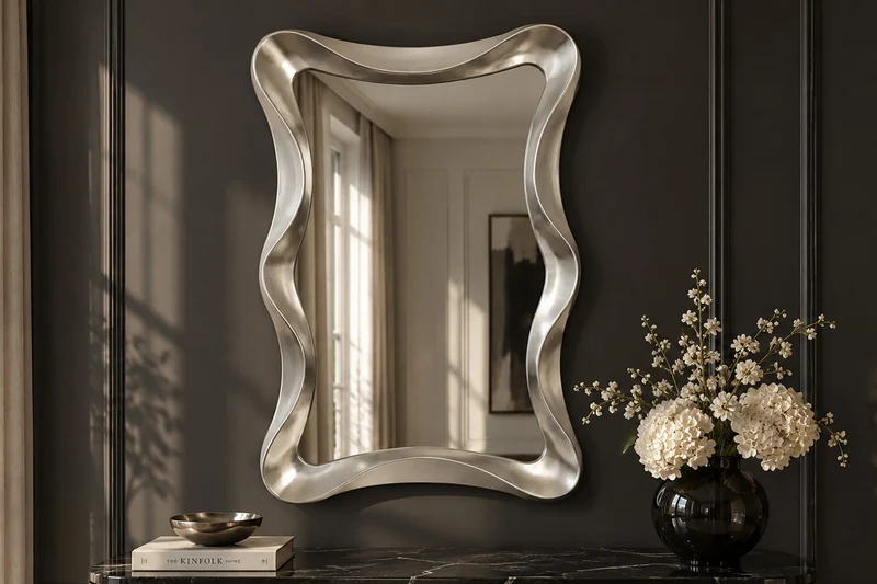 Miroir mural moderne ALICE 120cm argent suspension variable