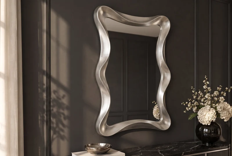 Miroir mural moderne ALICE 120cm argent suspension variable