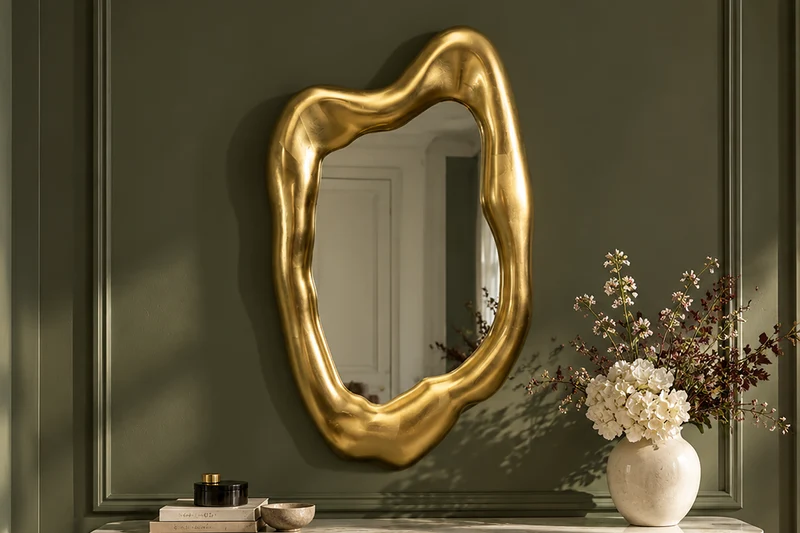 Miroir mural design AURA 95cm or forme organique suspension variable