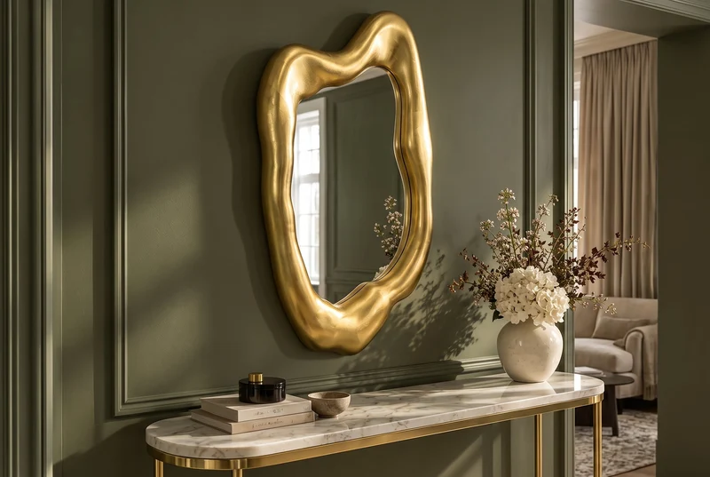 Miroir mural design AURA 95cm or forme organique suspension variable