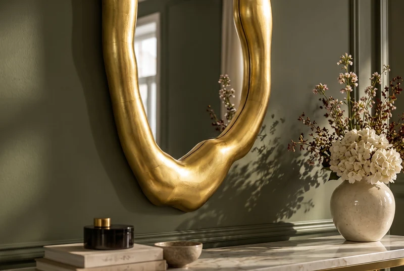 Miroir mural design AURA 95cm or forme organique suspension variable