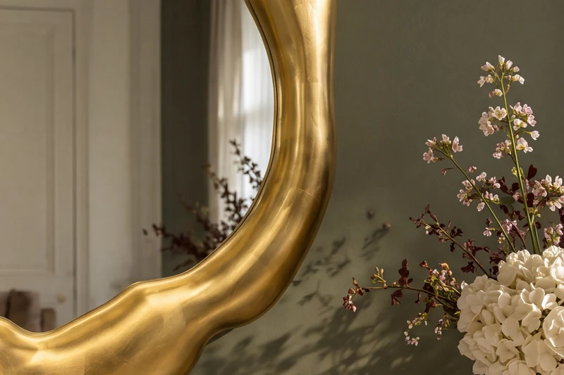 Miroir mural design AURA 95cm or forme organique suspension variable
