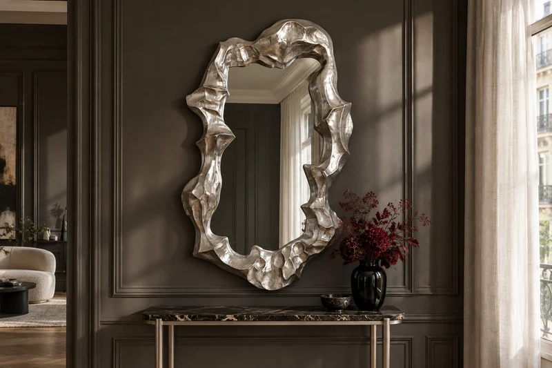 Extravagant miroir mural VENETIA 150 cm argent suspension variable