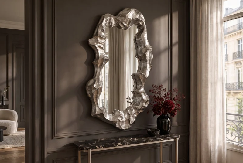 Extravagant miroir mural VENETIA 150 cm argent suspension variable