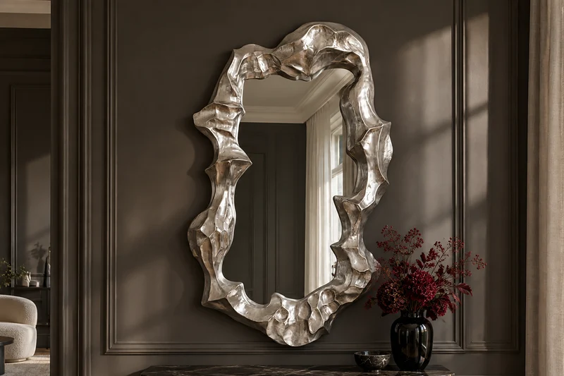 Extravagant miroir mural VENETIA 150 cm argent suspension variable